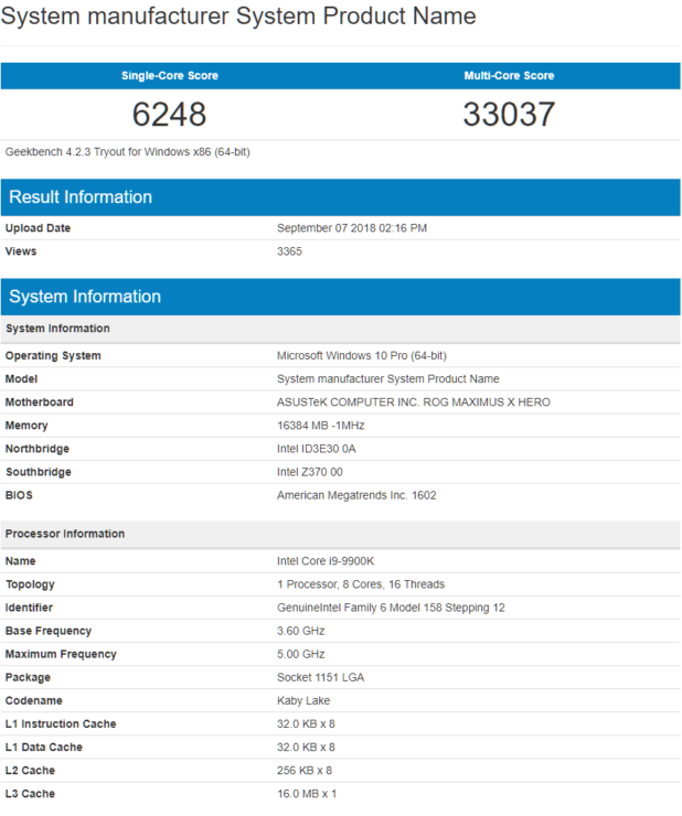 Immagine pubblicata in relazione al seguente contenuto: Le CPU Intel Core i9-9900K, Core i7-9700K e Core i5-9600K testate con Geekbench | Nome immagine: news28693_Geekbench_3.png