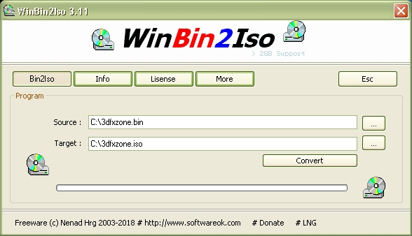 Immagine pubblicata in relazione al seguente contenuto: WinBin2Iso 3.11 converte i file immagine dal formato BIN al formato ISO | Nome immagine: news28713_WinBin2Iso-Screenshot_1.jpg