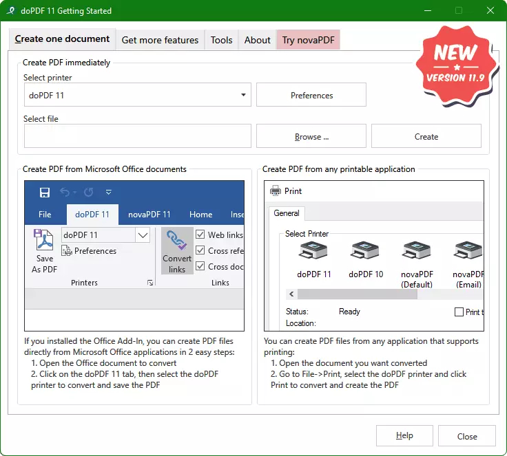 Immagine pubblicata in relazione al seguente contenuto: doPDF 9.5.243 converte i documenti Office, e-mail e pagine Web in formato PDF | Nome immagine: news28846_doPDF-Screenshot_1.jpg