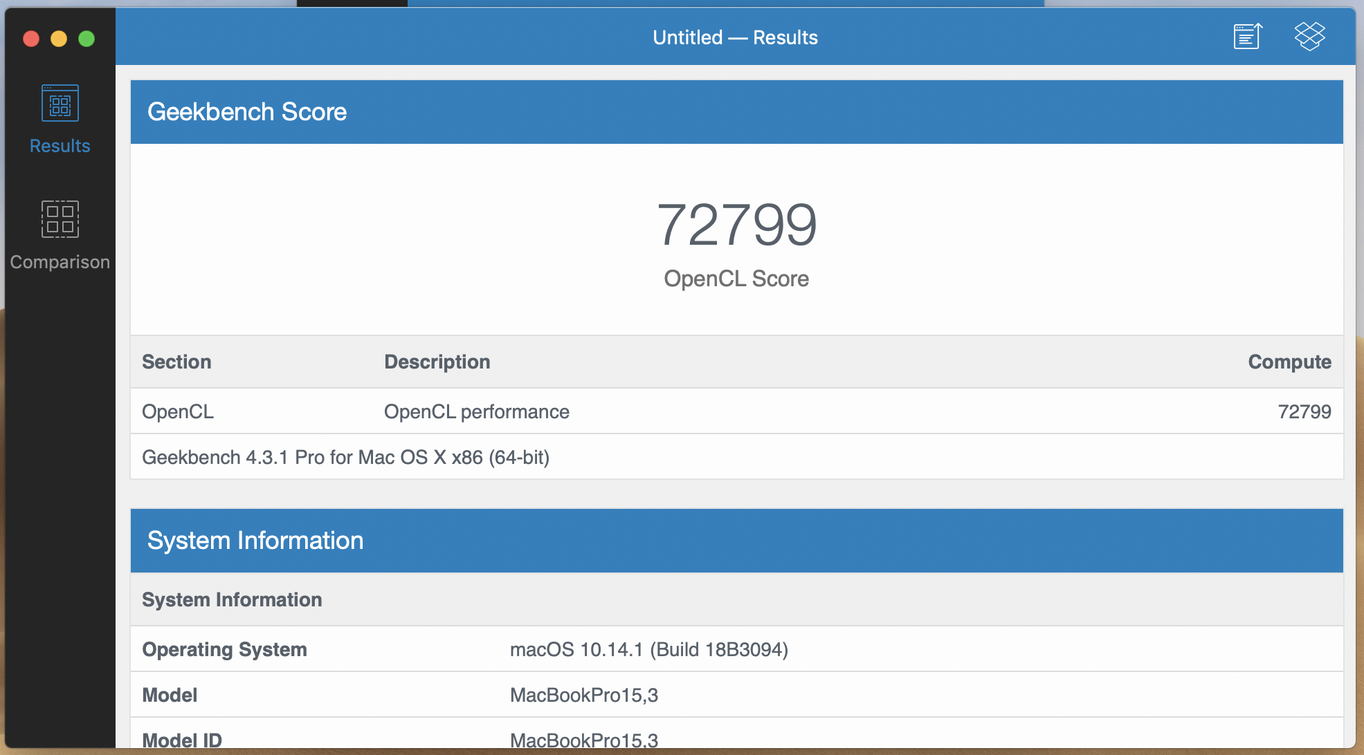 Immagine pubblicata in relazione al seguente contenuto: Testato con Geekbench il MacBook Pro da 15-inch con GPU AMD Radeon Pro Vega 20 | Nome immagine: news28995_Apple-MacBook-Pro-Geekbench_3.png