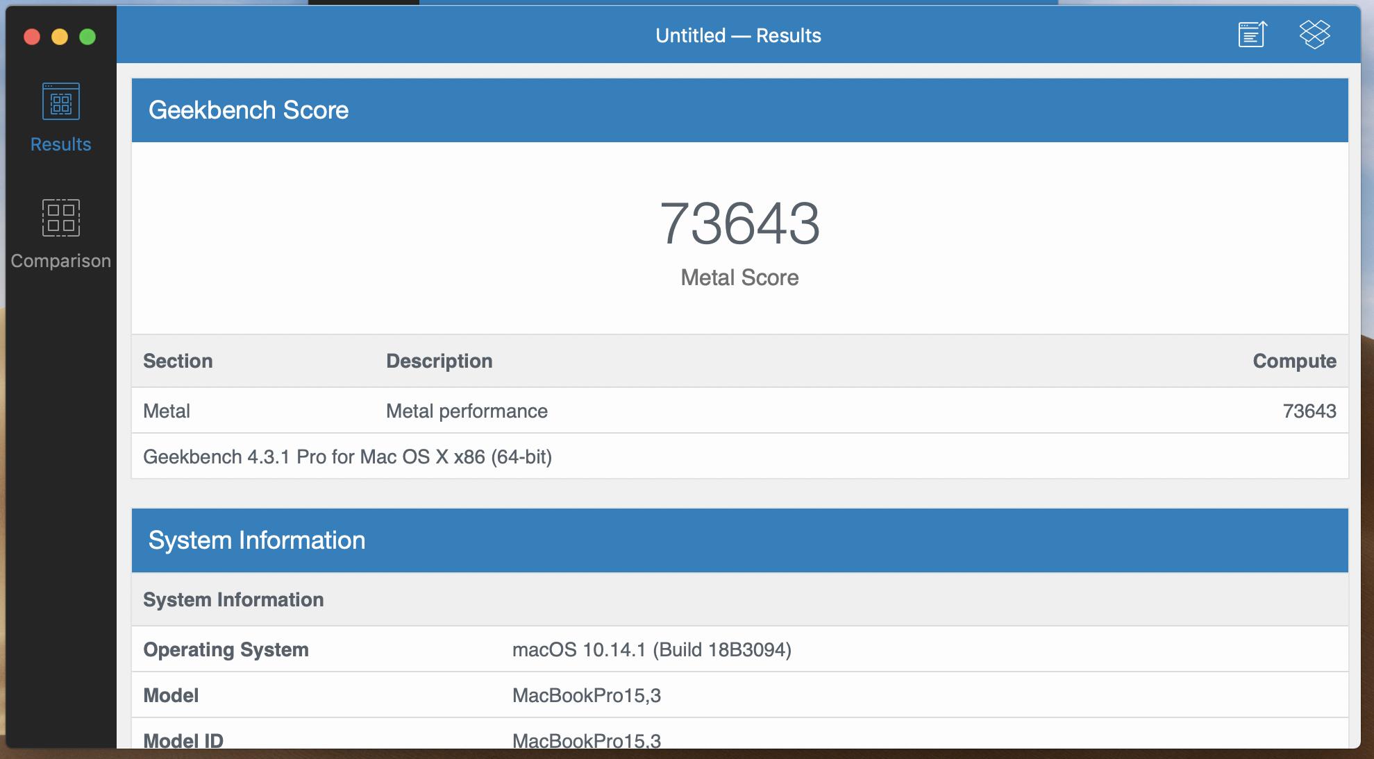 Immagine pubblicata in relazione al seguente contenuto: Testato con Geekbench il MacBook Pro da 15-inch con GPU AMD Radeon Pro Vega 20 | Nome immagine: news28995_Apple-MacBook-Pro-Geekbench_4.png