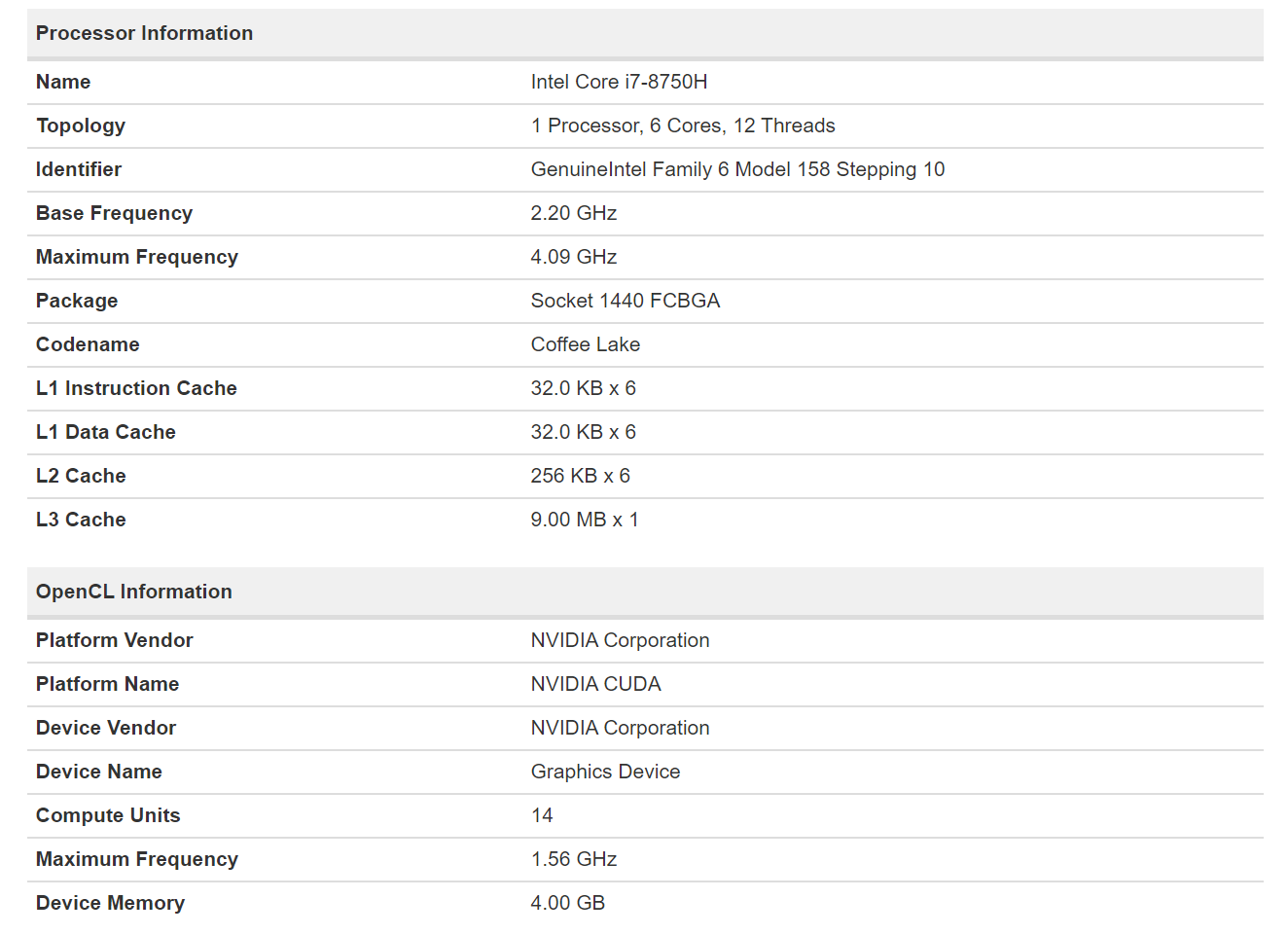 Media asset in full size related to 3dfxzone.it news item entitled as follows: La video card NVIDIA GeForce GTX 2050 (o GTX 1150) testata con Geekbench | Image Name: news29093_GeForce-GTX-2050_2.png