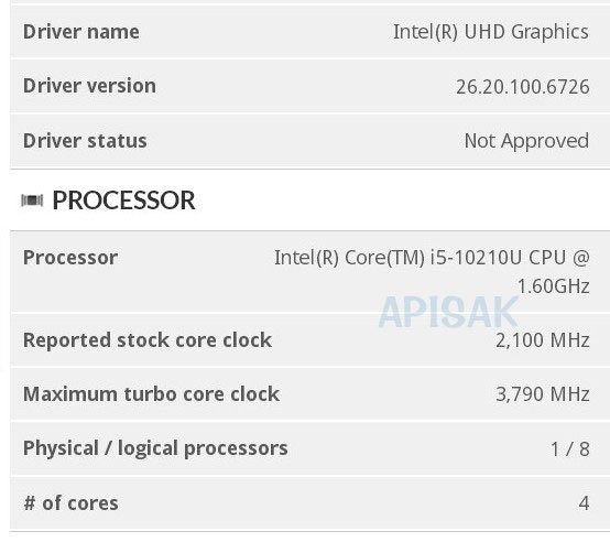 Immagine pubblicata in relazione al seguente contenuto: Le specifiche non ufficiali del processore Intel Comet Lake Core i5-10210U | Nome immagine: news29526_Intel-Core-i5-10210U_1.jpg