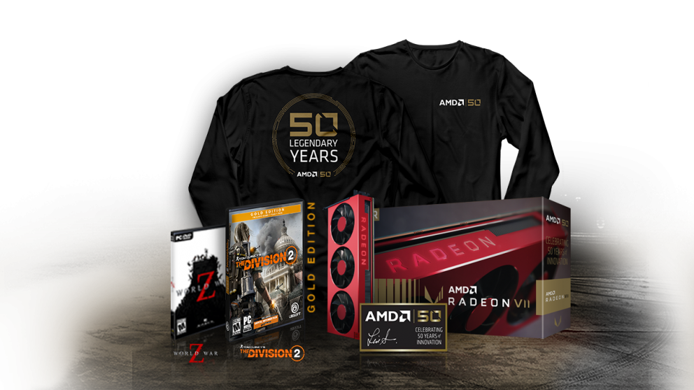 Media asset in full size related to 3dfxzone.it news item entitled as follows: AMD lancia ufficialmente Ryzen 7 2700X Gold Edition e Radeon VII  Gold Edition | Image Name: news29532_AMD-50th-anniversary-launch-gold-edition_3.png