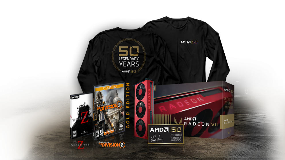 Immagine pubblicata in relazione al seguente contenuto: AMD lancia ufficialmente Ryzen 7 2700X Gold Edition e Radeon VII  Gold Edition | Nome immagine: news29532_AMD-50th-anniversary-launch-gold-edition_3.png