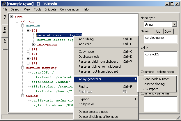 Immagine pubblicata in relazione al seguente contenuto: JSONedit 0.9.32.2  un editor free per visualizzazione e modifica dei file JSON | Nome immagine: news29670_JSONedit-Screenshot_1.png