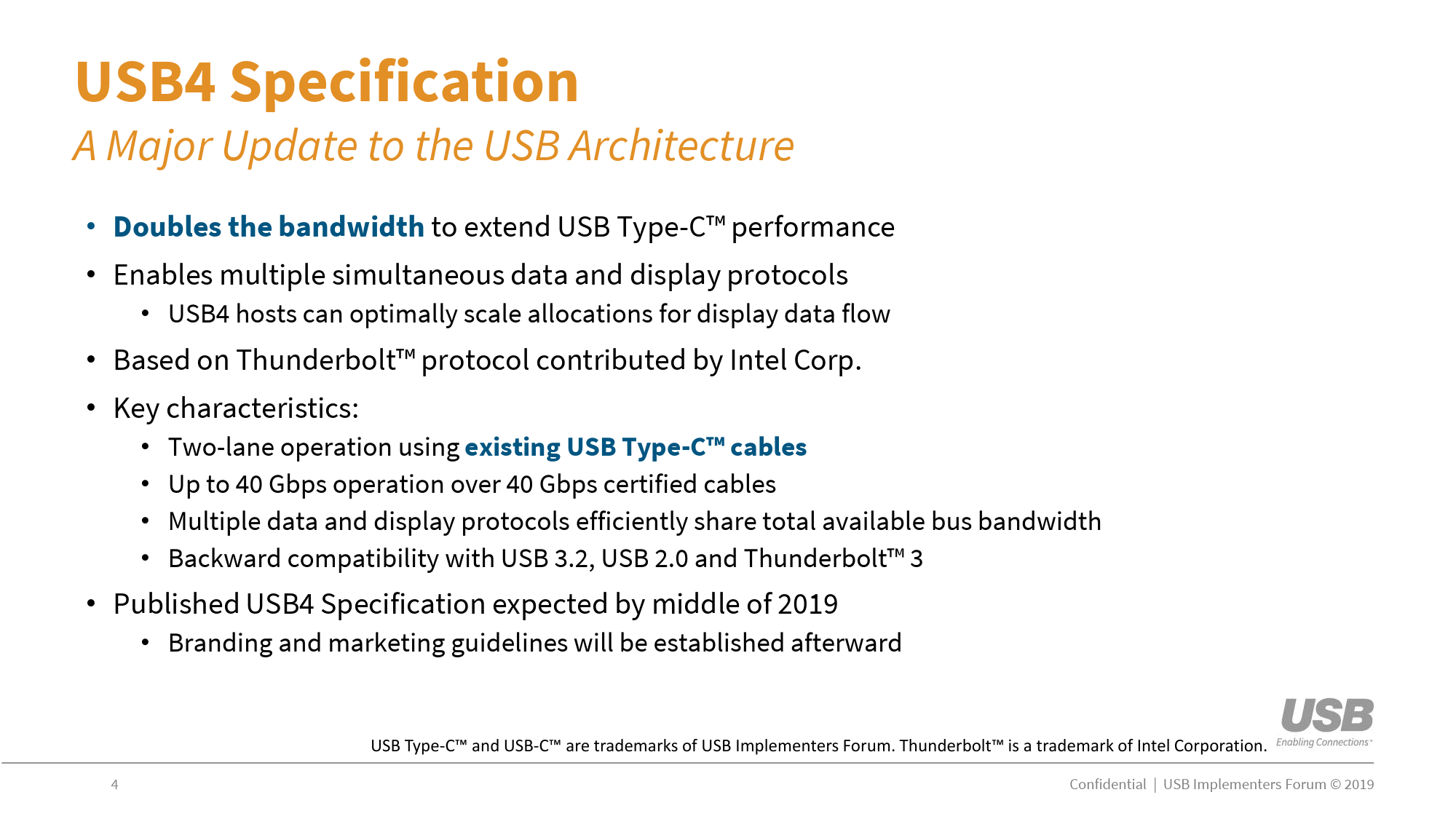 Immagine pubblicata in relazione al seguente contenuto: La specifica finale USB4 pronta in estate e i primi dispositivi a fine 2020 | Nome immagine: news29689_USB4_2.png