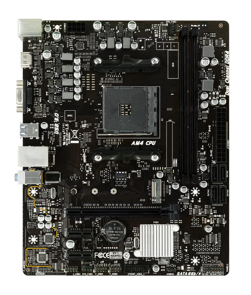 Media asset in full size related to 3dfxzone.it news item entitled as follows: BIOSTAR annuncia la motherboard X470MH per CPU AMD Ryzen 3000 | Image Name: news29966_BIOSTAR-X470MH_2.png