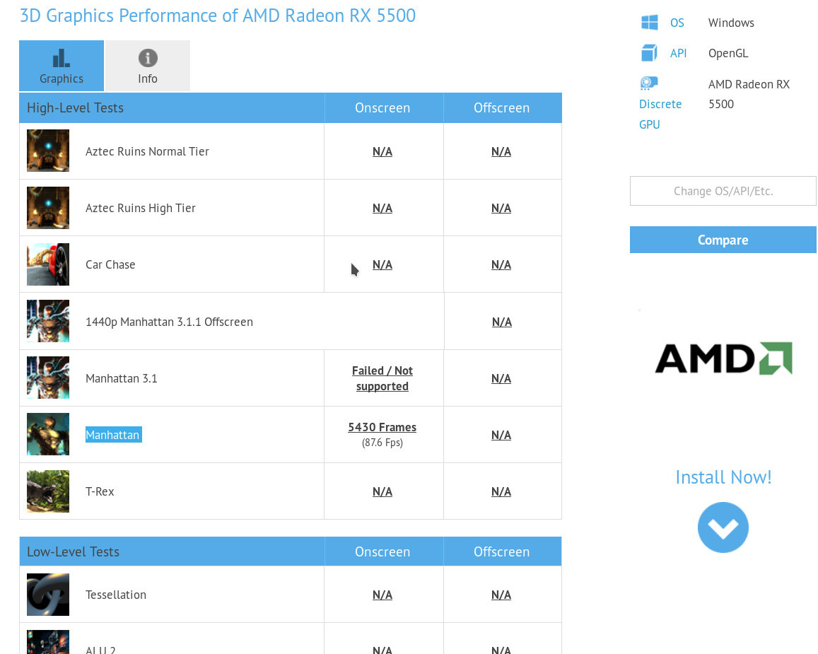 Media asset in full size related to 3dfxzone.it news item entitled as follows: La video card AMD Radeon RX 5500 testata con il benchmark GFXBench | Image Name: news30015_AMD-Radeon-RX-5500-GFXBench_1.jpg