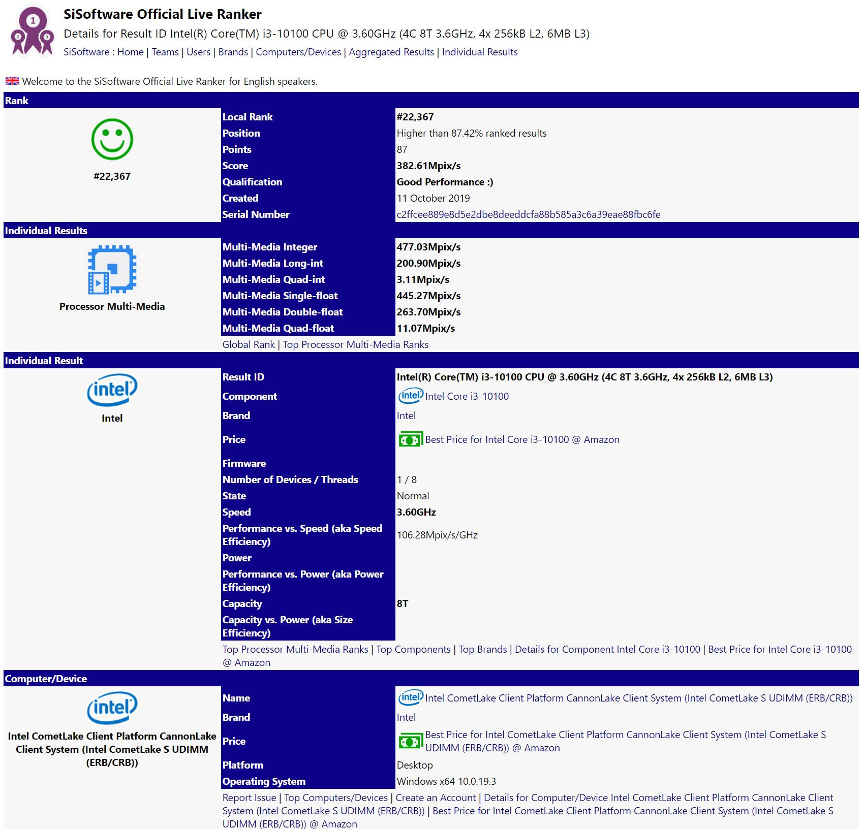 Immagine pubblicata in relazione al seguente contenuto: Il processore Comet Lake Core i3-10100 di Intel testato con SiSoft SANDRA | Nome immagine: news30078_Intel-Core-i3-10100-SISOFT-SANDRA_1.jpg