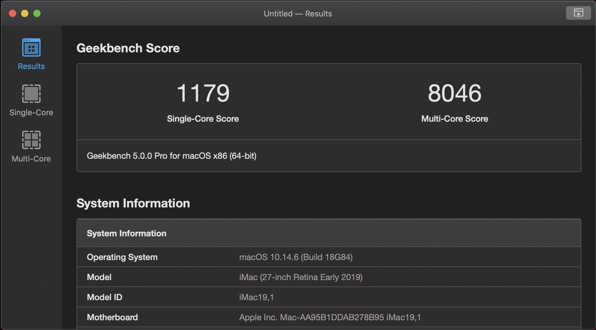 Immagine pubblicata in relazione al seguente contenuto: Benchmark: Geekbench 5.0.4 - Windows, Mac, Linux, Android, iPhone Ready | Nome immagine: news30157_Geekbench-Screenshot_1.jpg