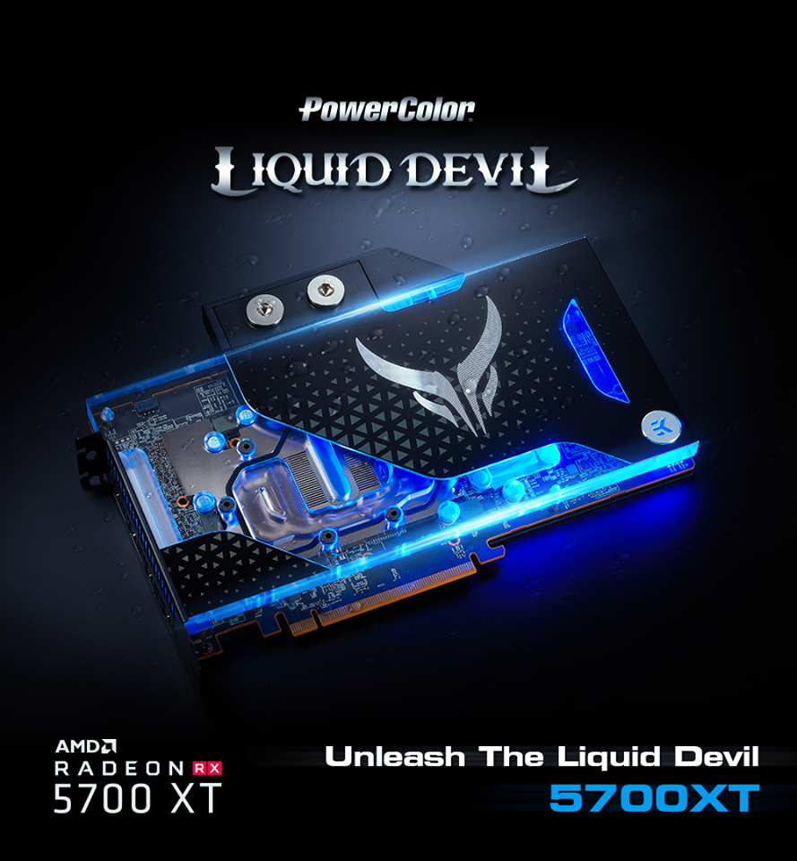 Media asset in full size related to 3dfxzone.it news item entitled as follows: TUL mostra una foto della card non reference PowerColor Radeon RX 5700 XT Liquid | Image Name: news30181_Radeon-RX-5700-XT-Liquid-Devil_1.png