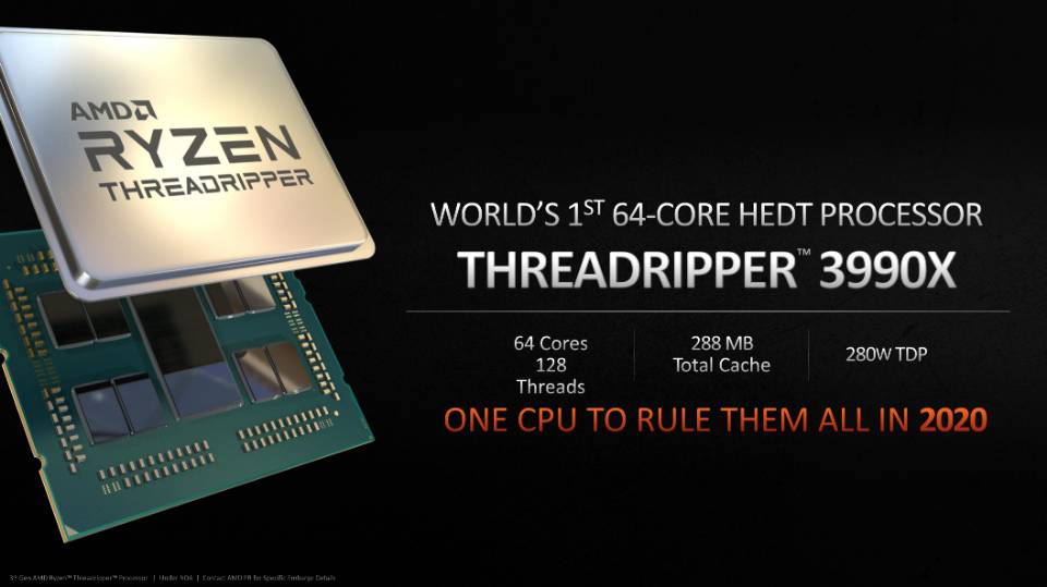 Immagine pubblicata in relazione al seguente contenuto: AMD lancer la CPU a 64 core Ryzen Threadripper 3990X nel 2020 | Nome immagine: news30203_AMD-Ryzen-Threadripper-3990X_1.jpg