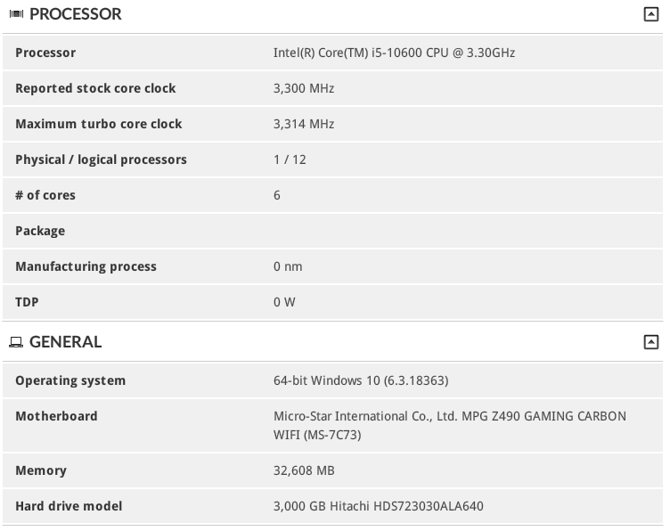 Media asset in full size related to 3dfxzone.it news item entitled as follows: 3DMark rivela che il processore Intel Core i5-10600 supporta Hyper-Threading | Image Name: news30252_3DMark-Intel-Core-i5-10600_1.png