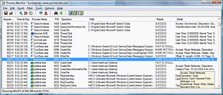 Immagine pubblicata in relazione al seguente contenuto: Windows Utilities: Microsoft Process Monitor 3.53 - Windows 10 Ready | Nome immagine: news30276_Microsoft-Process-Monitor-Screenshot_1.gif