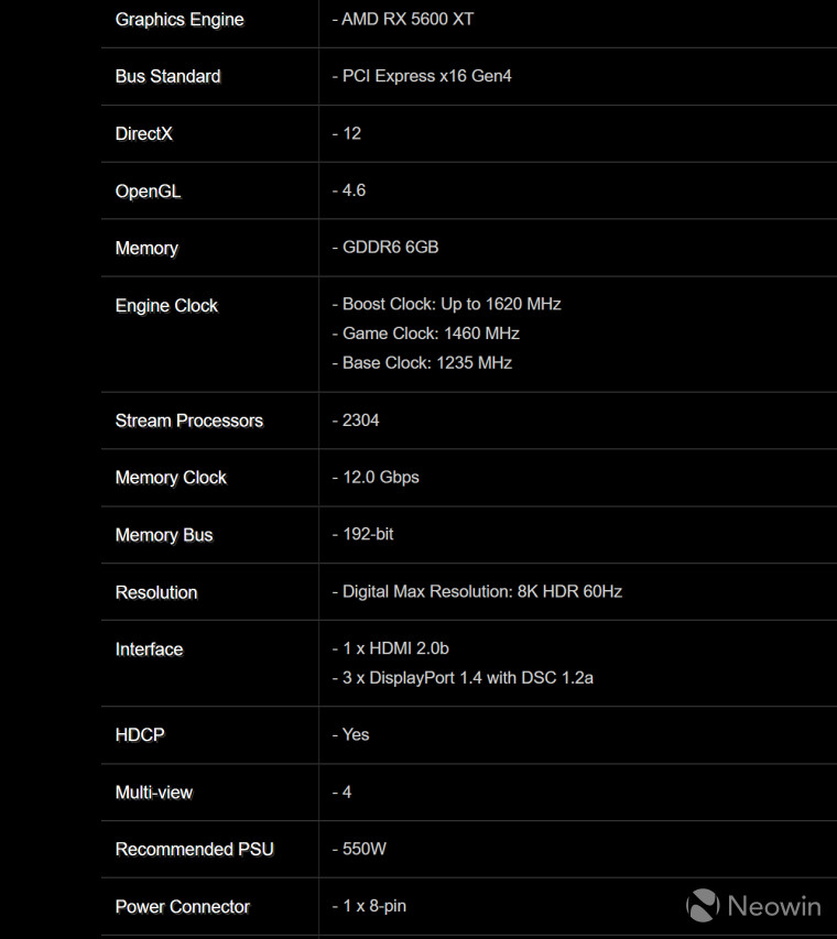 Immagine pubblicata in relazione al seguente contenuto: ASRock rivela per errore le specifiche della video card Radeon RX 5600 XT | Nome immagine: news30303_ASRock-Radeon-RX-5600-XT-Challenger-D-6G-OC_2.jpg