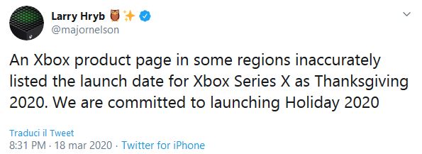 Immagine pubblicata in relazione al seguente contenuto: Microsoft annuncia il lancio della Xbox Series X il 26 novembre. Anzi, no | Nome immagine: news30556_Xbox-Series-X-Launch-Period_3.jpg