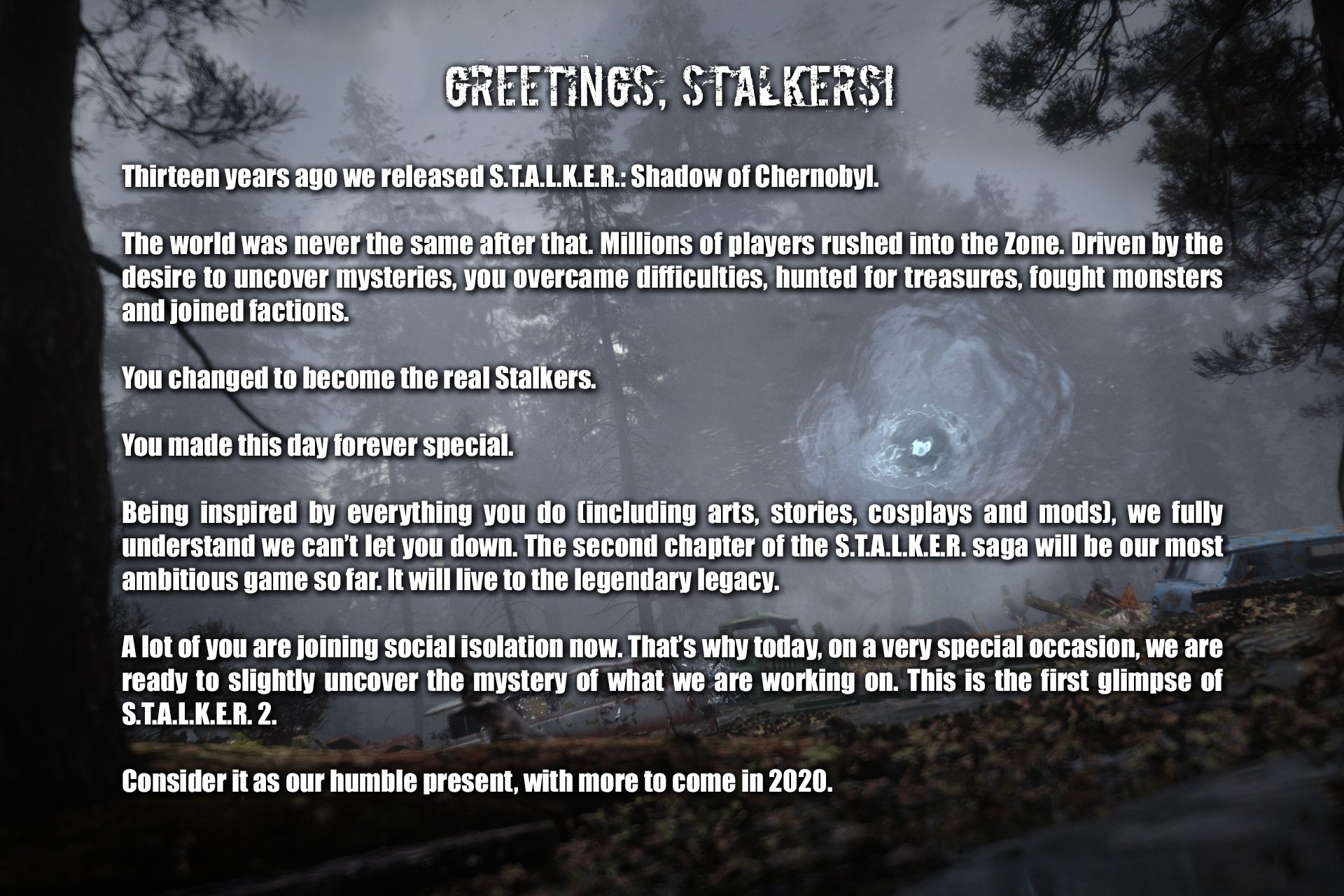 Immagine pubblicata in relazione al seguente contenuto: GSC Game World annuncia S.T.A.L.K.E.R. 2 pubblicando una immagine teaser | Nome immagine: news30567_S-T-A-L-K-E-R-2_2.jpg