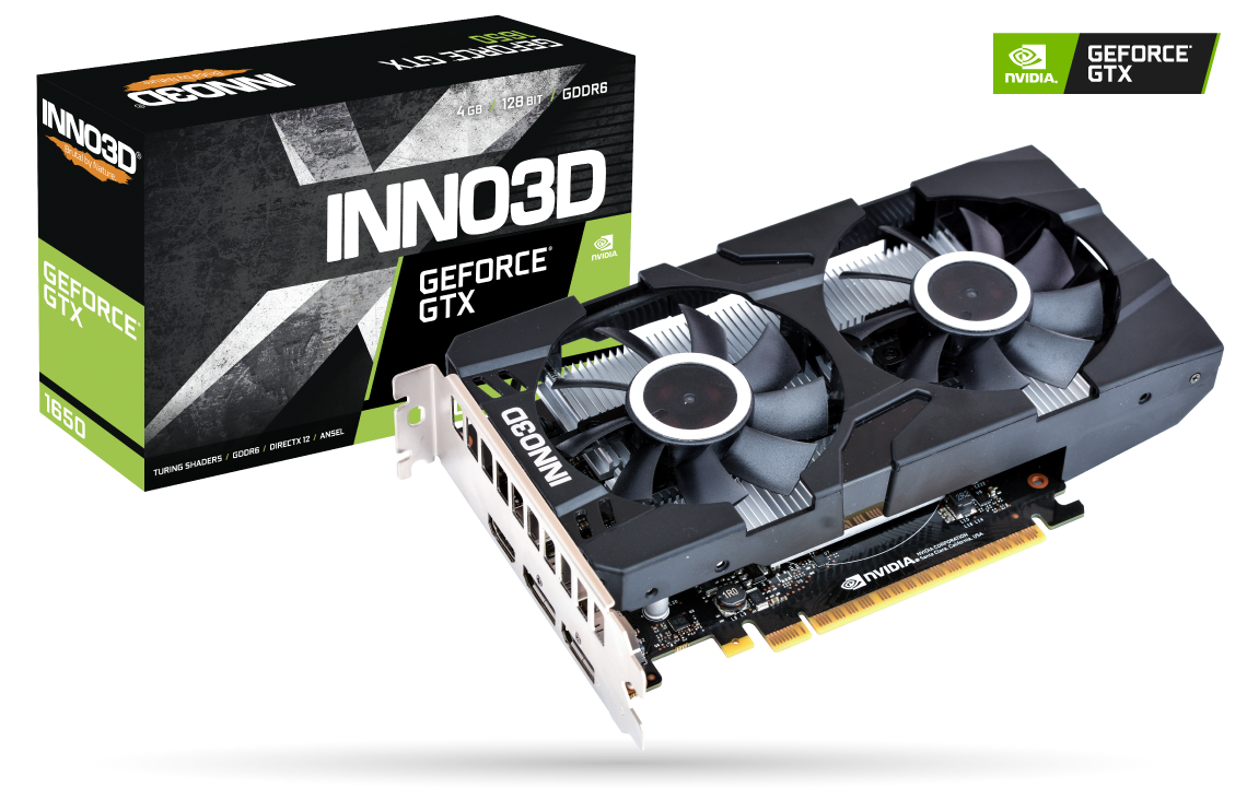 Media asset in full size related to 3dfxzone.it news item entitled as follows: INNO3D lancia le GeForce GTX 1650 GDDR6 TWIN X2 OC e GDDR6 COMPACT | Image Name: news30611_INNO3D-GeForce-GTX-1650-GDDR6-TWIN-X2-OC_1.png