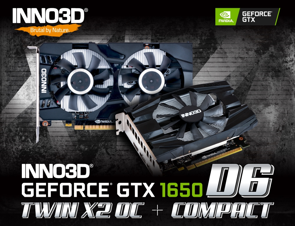 Immagine pubblicata in relazione al seguente contenuto: INNO3D lancia le GeForce GTX 1650 GDDR6 TWIN X2 OC e GDDR6 COMPACT | Nome immagine: news30611_INNO3D-GeForce-GTX-1650-GDDR6_1.jpg