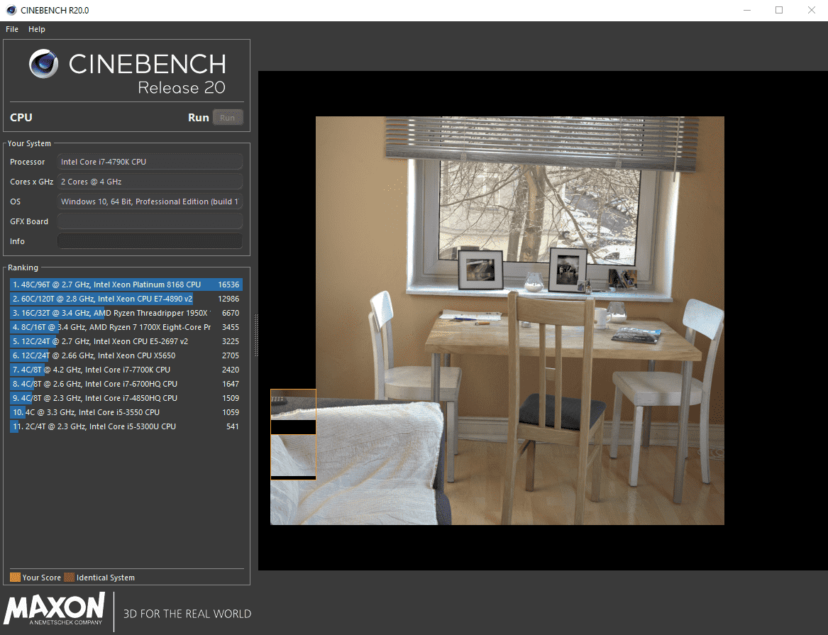 Media asset in full size related to 3dfxzone.it news item entitled as follows: Intel Core i3-10300 & Core i3-10100 vs AMD Ryzen 3 3300X & Ryzen 3 3100 | Image Name: news30687_Cinebench-R20-Benchmark_2.png