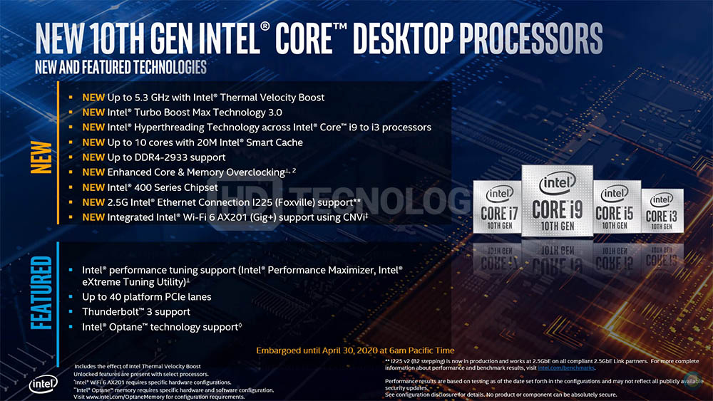 Immagine pubblicata in relazione al seguente contenuto: Svelati i prezzi dei processori Intel Comet Lake-S (Core di decima generazione) | Nome immagine: news30696_Intel-Desktop-Comet-Lake-S_Core-decima-generazione_1.jpg