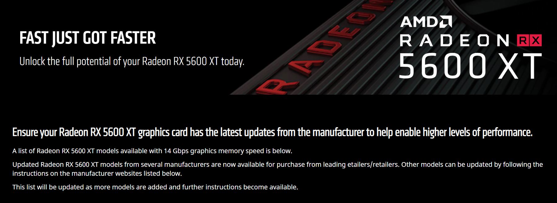 Immagine pubblicata in relazione al seguente contenuto: AMD aggiorna la lista delle Radeon RX 5600 XT con memoria grafica a 14Gbps | Nome immagine: news30748_AMD-Radeon-RX-5600-XT-14Gbps_1.jpg