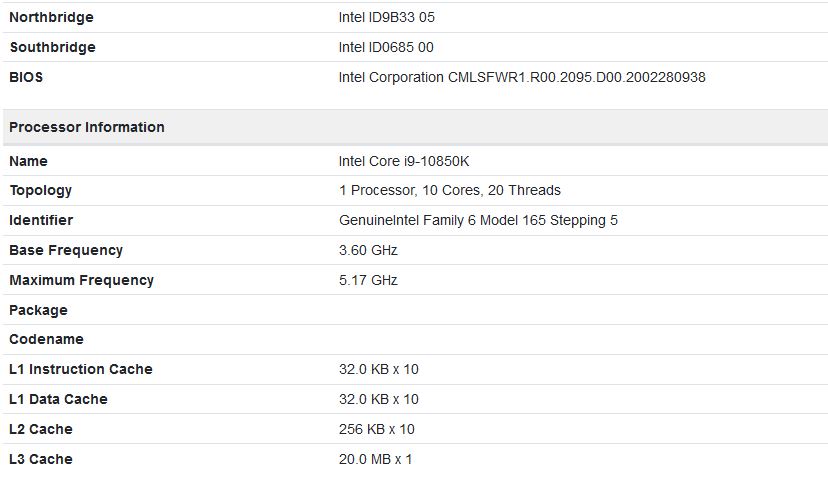 Immagine pubblicata in relazione al seguente contenuto: Il processore Intel Comet Lake-S Core i9-10850K testato con Geekbench | Nome immagine: news30898_Geekbench-Intel-Core-i9-10850K_2.jpg