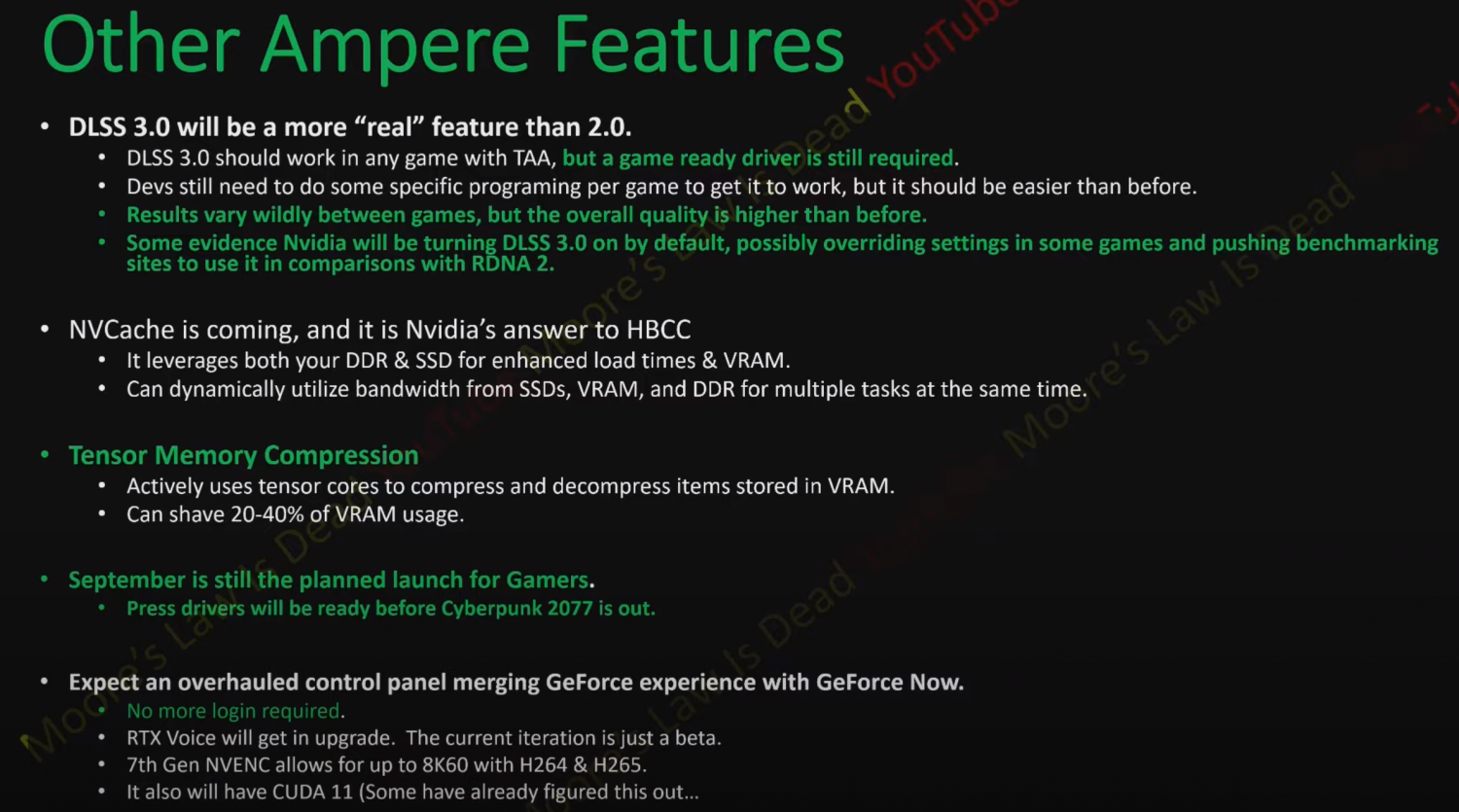 Immagine pubblicata in relazione al seguente contenuto: NVCache e Tensor Memory Compression in arrivo con le GPU Ampere di NVIDIA? | Nome immagine: news30938_NVIDIA-Ampere-Features_2.png