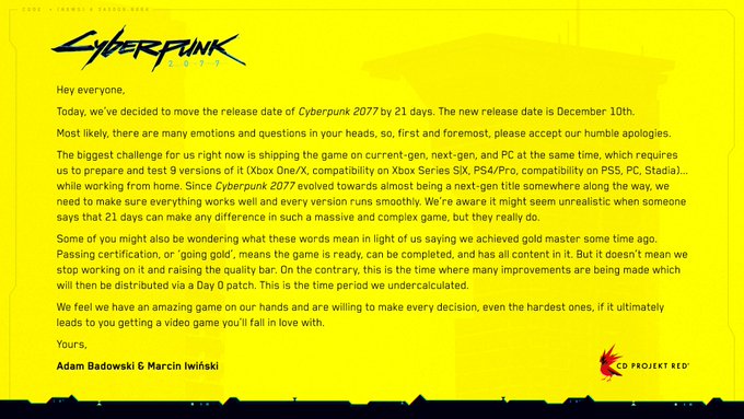 Immagine pubblicata in relazione al seguente contenuto: Slitta di tre settimane il lancio di Cyberpunk 2077: il comunicato di CD Projekt | Nome immagine: news31270_Cyberpunk-2077_2.jpg