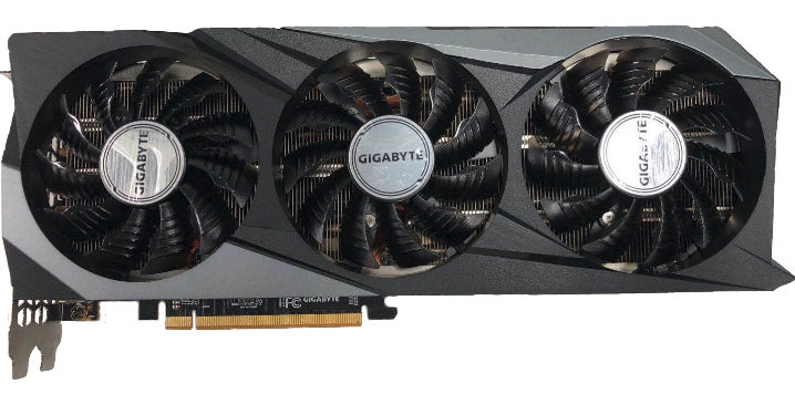 Media asset in full size related to 3dfxzone.it news item entitled as follows: GIGABYTE, foto della Radeon RX 6800 XT Gaming OC (che sembra la RTX 3070) | Image Name: news31329_GIGABYTE-Radeon-RX-6800-XT-Gaming-OC_1.jpg