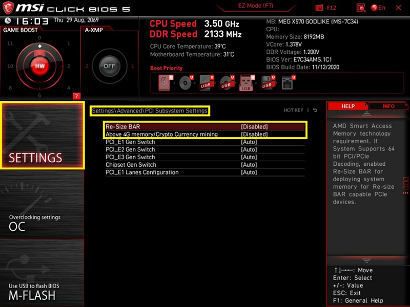 Media asset in full size related to 3dfxzone.it news item entitled as follows: MSI rilascia un BIOS update per attivare la modalit AMD Smart Access Memory | Image Name: news31347_AMD-Smart-Access-Memory-MSI-BIOS-500-Series_3.jpg