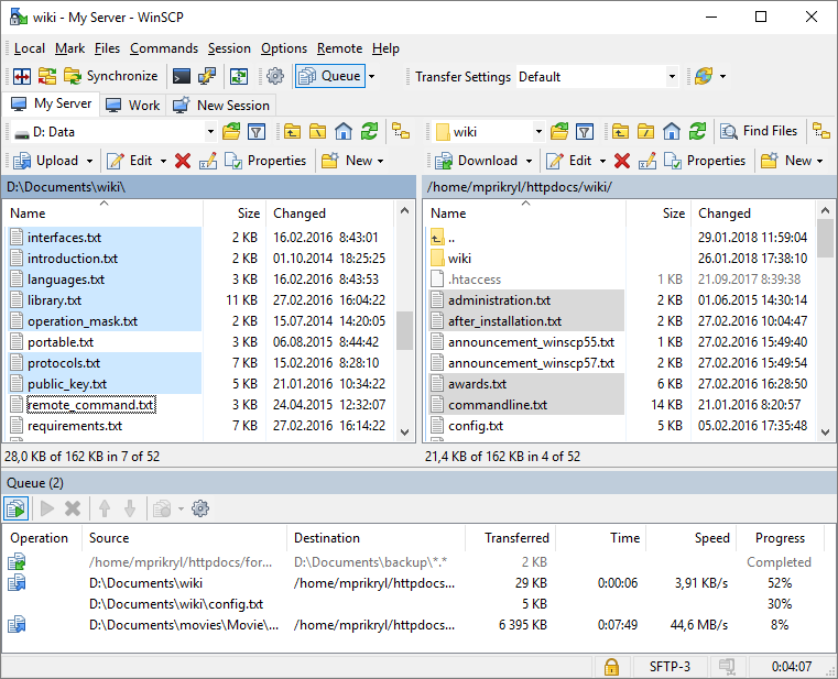 Media asset in full size related to 3dfxzone.it news item entitled as follows: Free SFTP, SCP & FTP Windows Client: WinSCP 5.17.9 - Bug fixing | Image Name: news31359_WinSCP-Screenshot_1.png