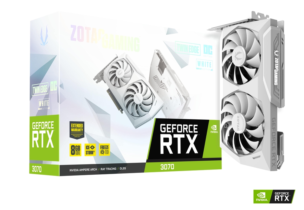 Media asset in full size related to 3dfxzone.it news item entitled as follows: Zotac lancia la video card GeForce RTX 3070 Twin Edge OC White Edition | Image Name: news31378_GeForce-RTX-3070-Twin-Edge-OC-White-Edition_4.jpg