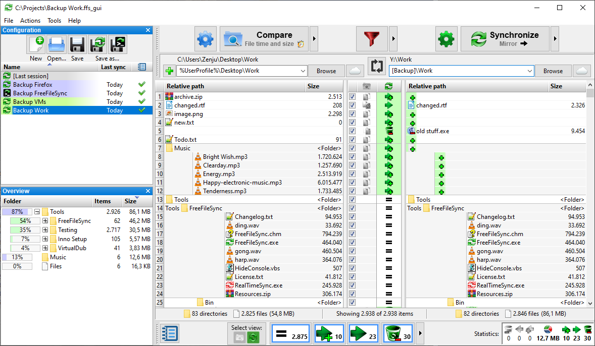 Immagine pubblicata in relazione al seguente contenuto: FreeFileSync 11.5 effettua backup, sincronizzazione e comparazione dei file | Nome immagine: news31509_FreeFileSync-Screenshot_1.png