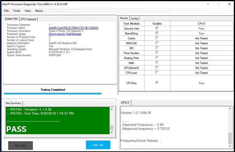 Immagine pubblicata in relazione al seguente contenuto: Testing & Information Utilities: Intel Processor Diagnostic Tool 4.1.5.37 | Nome immagine: news31533_Intel-Processor-Diagnostic-Tool_1.jpg