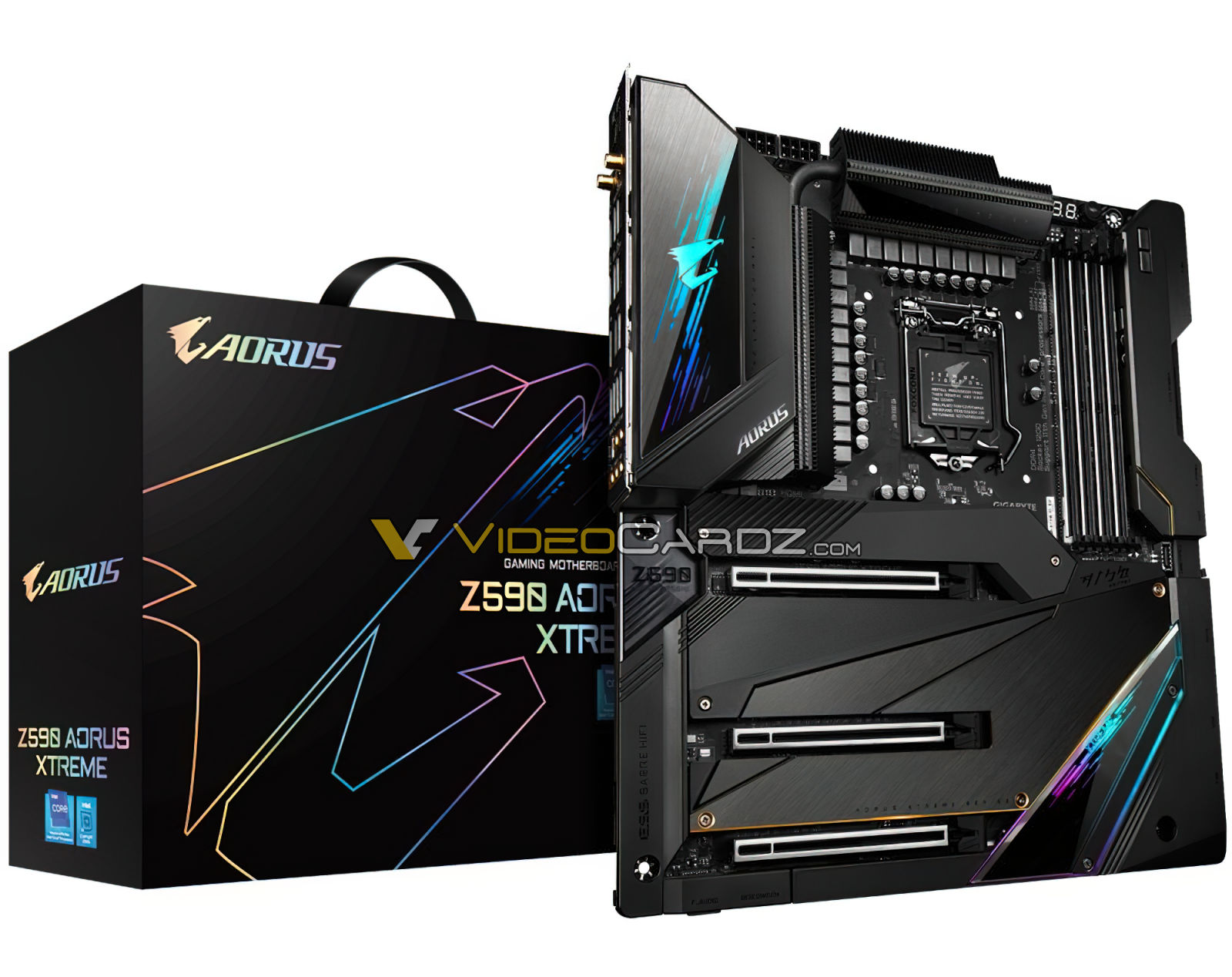 Immagine pubblicata in relazione al seguente contenuto: Prima foto della motherboard GIGABYTE Z590 AORUS per CPU Intel Core 11th Gen | Nome immagine: news31538_GIGABYTE-Z590-AORUS-Xtreme_1.jpg