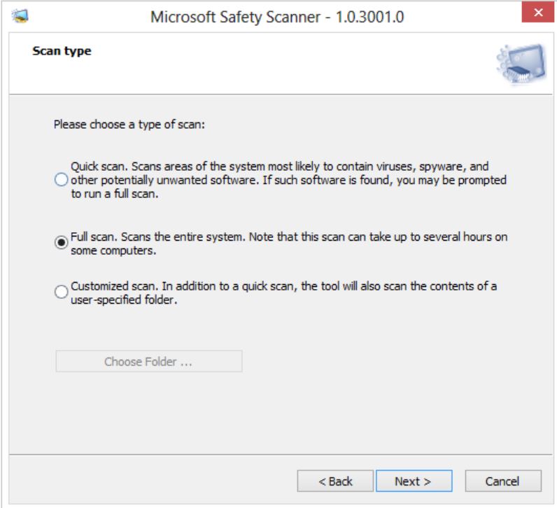 Immagine pubblicata in relazione al seguente contenuto: Microsoft Safety Scanner 1.0.3001.0 rimuove virus e malware on demand | Nome immagine: news31660_Microsoft-Safety-Scanner_1.jpg