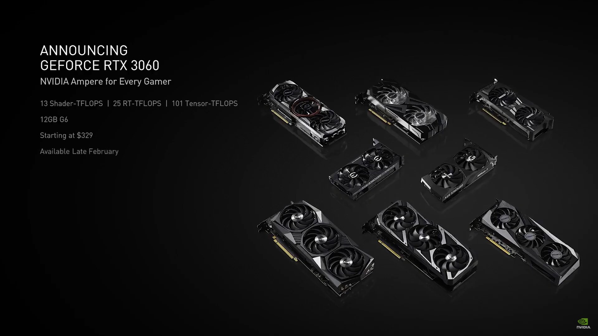 Immagine pubblicata in relazione al seguente contenuto: NVIDIA conferma la data di lancio e il prezzo di base della GeForce RTX 3060 | Nome immagine: news31691_NVIDIA-GeForce-RTX-3060_1.jpg