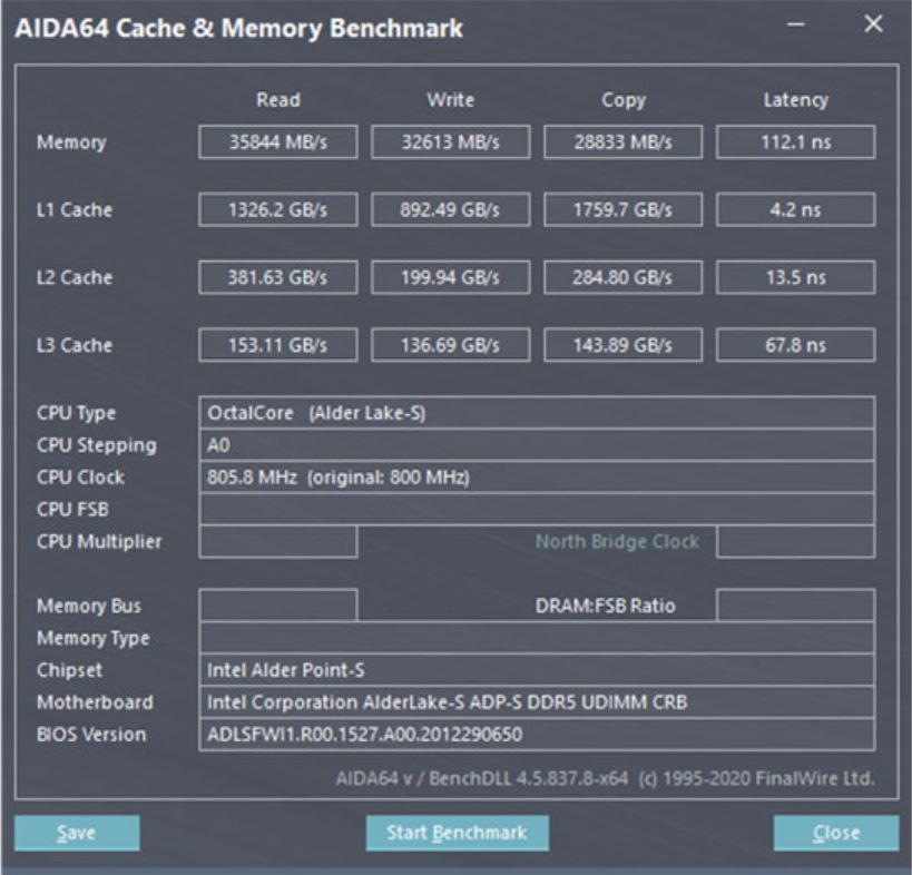 Media asset in full size related to 3dfxzone.it news item entitled as follows: Una piattaforma con Alder Lake e DDR5 testata con AIDA64 e Ludashi Master Lu | Image Name: news31814_Intel-Alder-Lake-DDR5_4.jpg