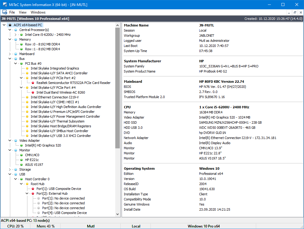 Immagine pubblicata in relazione al seguente contenuto: MiTeC System Information X 4.1.0 visualizza le specifiche hardware del PC | Nome immagine: news31855_MiTeC-System-Information-X-Screenshot_1.png