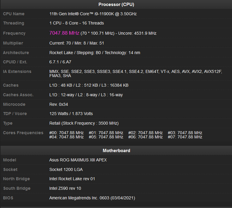 Media asset in full size related to 3dfxzone.it news item entitled as follows: Overclock: la CPU octa-core Intel Core i9-11900K spinta oltre la soglia dei 7GHz | Image Name: news31867_intel-core-i9-11900k-Overclocking_3.jpg