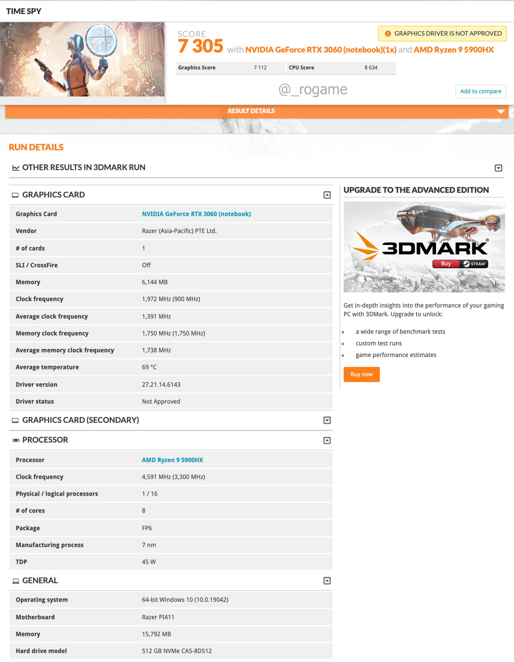 Media asset in full size related to 3dfxzone.it news item entitled as follows: Si chiama PI411 il primo gaming notebook di Razer con CPU (Zen 3) AMD | Image Name: news31887_Leak-Notebook-Razer-PI411_2.jpg