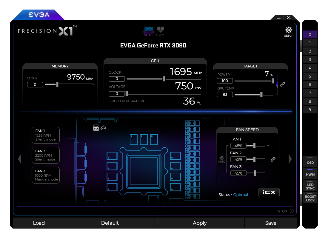 Immagine pubblicata in relazione al seguente contenuto: NVIDIA Geforce Monitoring & Tuning Utilities: EVGA Precision X1 1.1.9.0 | Nome immagine: news31912_EVGA-Precision-X1-Screenshot_1.png