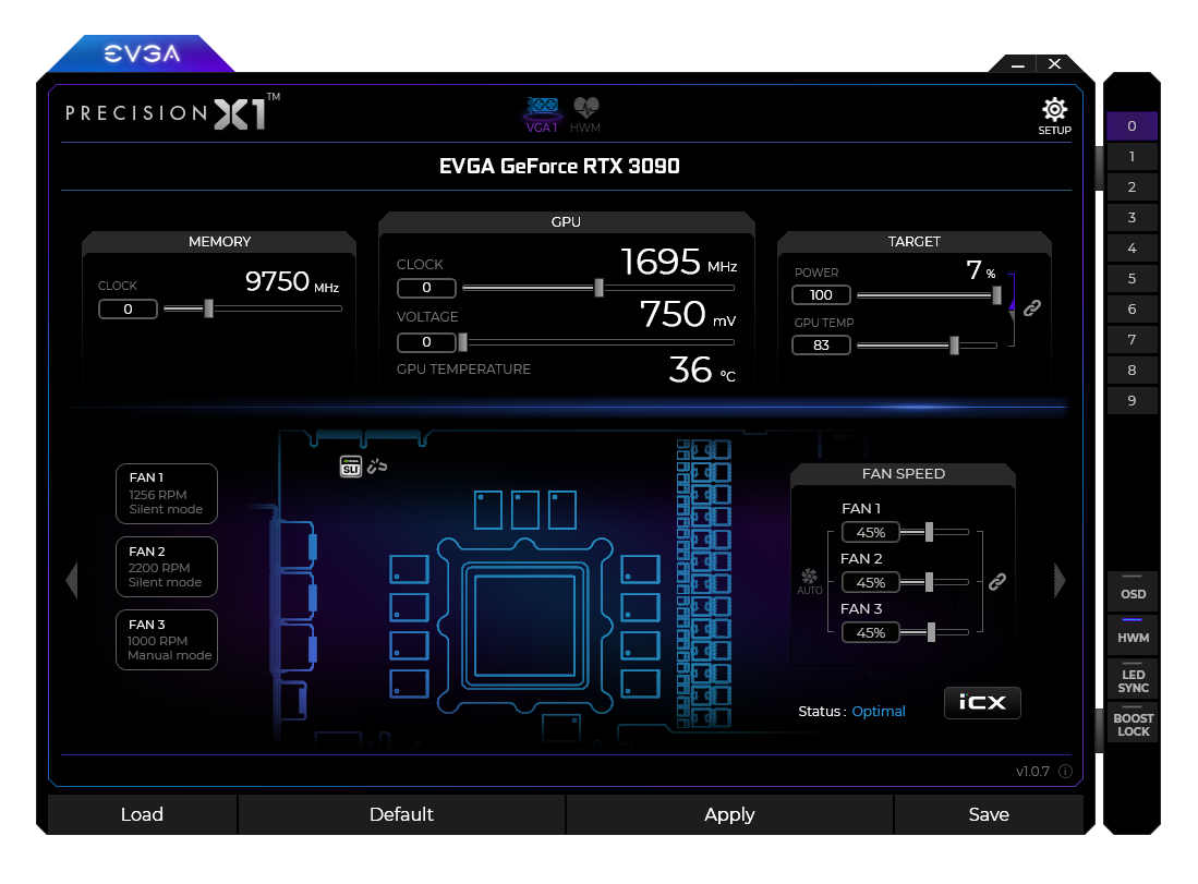 Media asset in full size related to 3dfxzone.it news item entitled as follows: NVIDIA Geforce Monitoring & Tuning Utilities: EVGA Precision X1 1.1.9.0 | Image Name: news31912_EVGA-Precision-X1-Screenshot_1.png