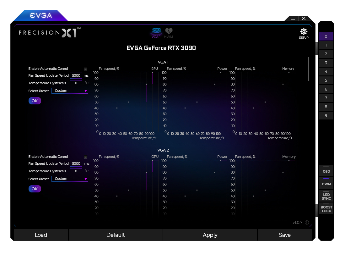 Media asset in full size related to 3dfxzone.it news item entitled as follows: NVIDIA Geforce Monitoring & Tuning Utilities: EVGA Precision X1 1.1.9.0 | Image Name: news31912_EVGA-Precision-X1-Screenshot_2.png