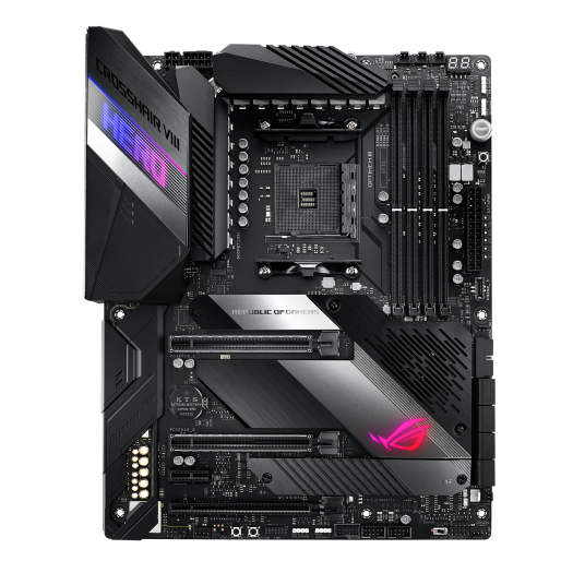 Immagine pubblicata in relazione al seguente contenuto: Le motherboard ROG Crosshair VIII e Strix X570 in arrivo con cooler passivo | Nome immagine: news32094_ASUS-ROG-Crosshair-VIII-Hero_1.png