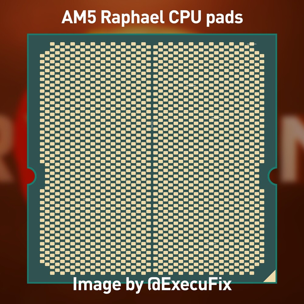 Immagine pubblicata in relazione al seguente contenuto: Prima immagine del contat pad privo di pin di una CPU AM5 Raphael di AMD | Nome immagine: news32103_AMD-AM5-Raphael-Contact-Pad_1.jpg