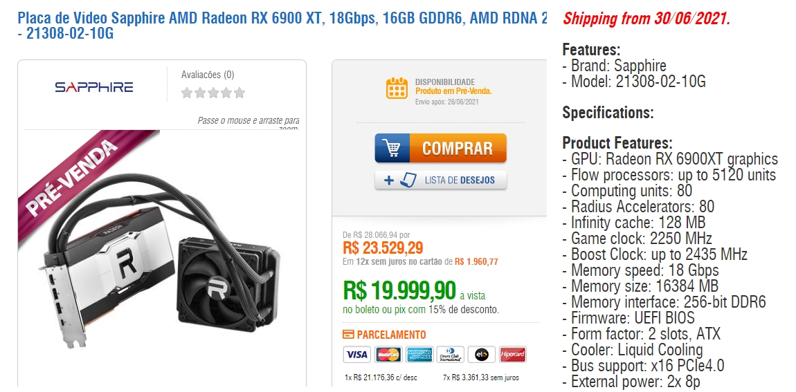 Media asset in full size related to 3dfxzone.it news item entitled as follows: Foto e specifiche di una Radeon RX 6900 XT reference con cooler a liquido | Image Name: news32143_Sapphire-Radeon-RX-6900-XT-GPU-Navi-21-XTXH_3.jpg