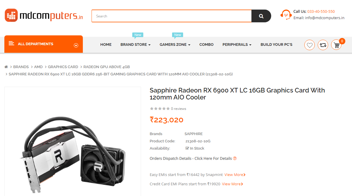 Media asset in full size related to 3dfxzone.it news item entitled as follows: La Radeon RX 6900 XT Liquid Cooled commercializzata da e-commerce indiani | Image Name: news32187_Radeon-RX-6900-XT-Liquid-Cooled_2.png